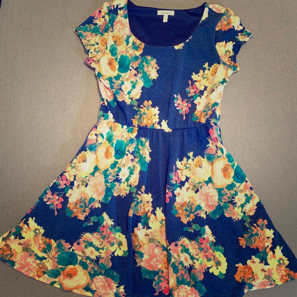 Delia’s Navy Blue Floral Skater Dress